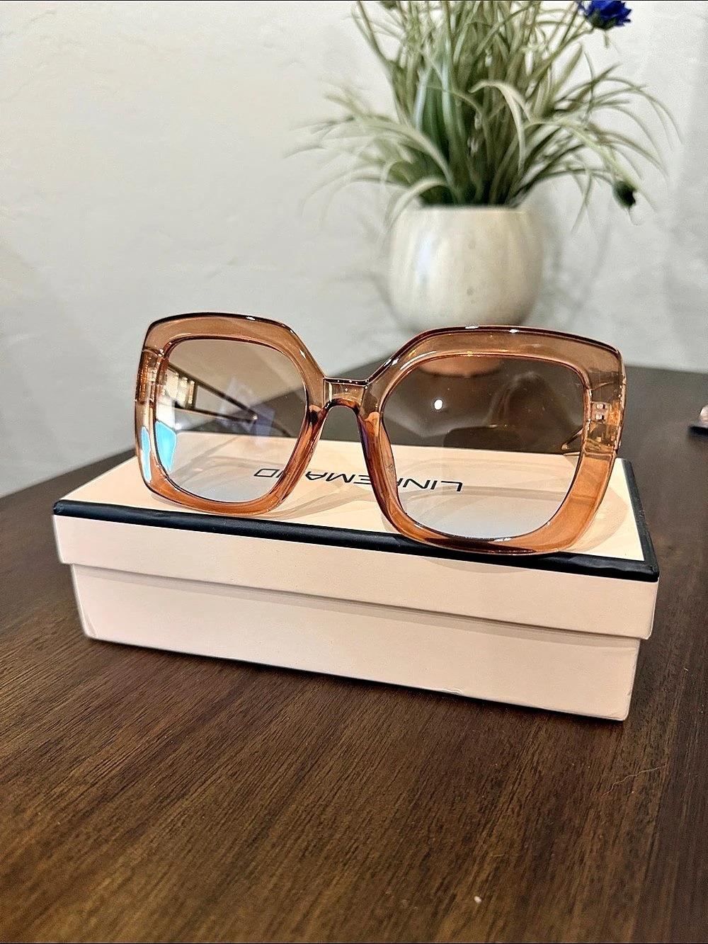 LAPO EMANO Oversized Square Frame Glasses in Brown Like New